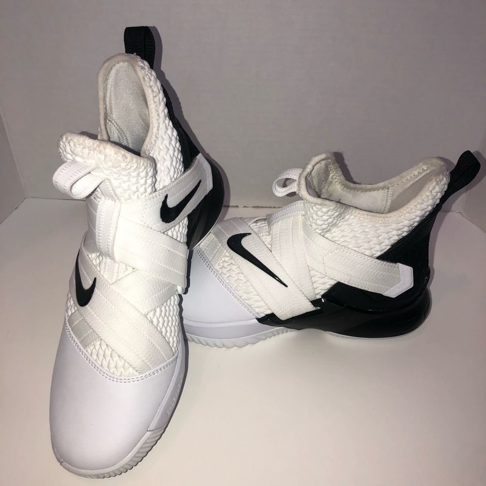 LeBron soldier 12 white and black shoes in mens size 6